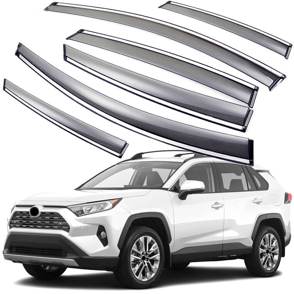 6x Side Rain Guard Window Visor Vent Shade Wind Deflector For 19-24 Toyota Rav4