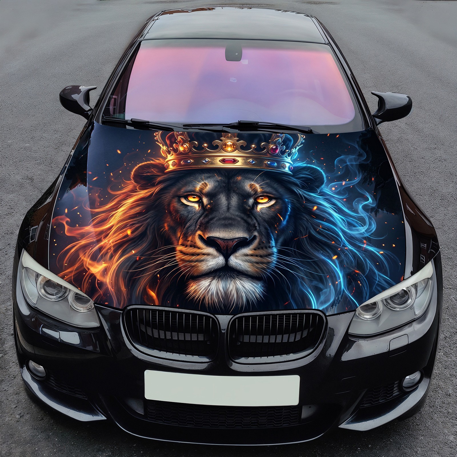 King Lion Crown Car Truck SUV Hood Wrap Vinyl Decal Custom Fit King Lion Crown Car Truck SUV Hood Wrap Vinyl Decal Custom Fit