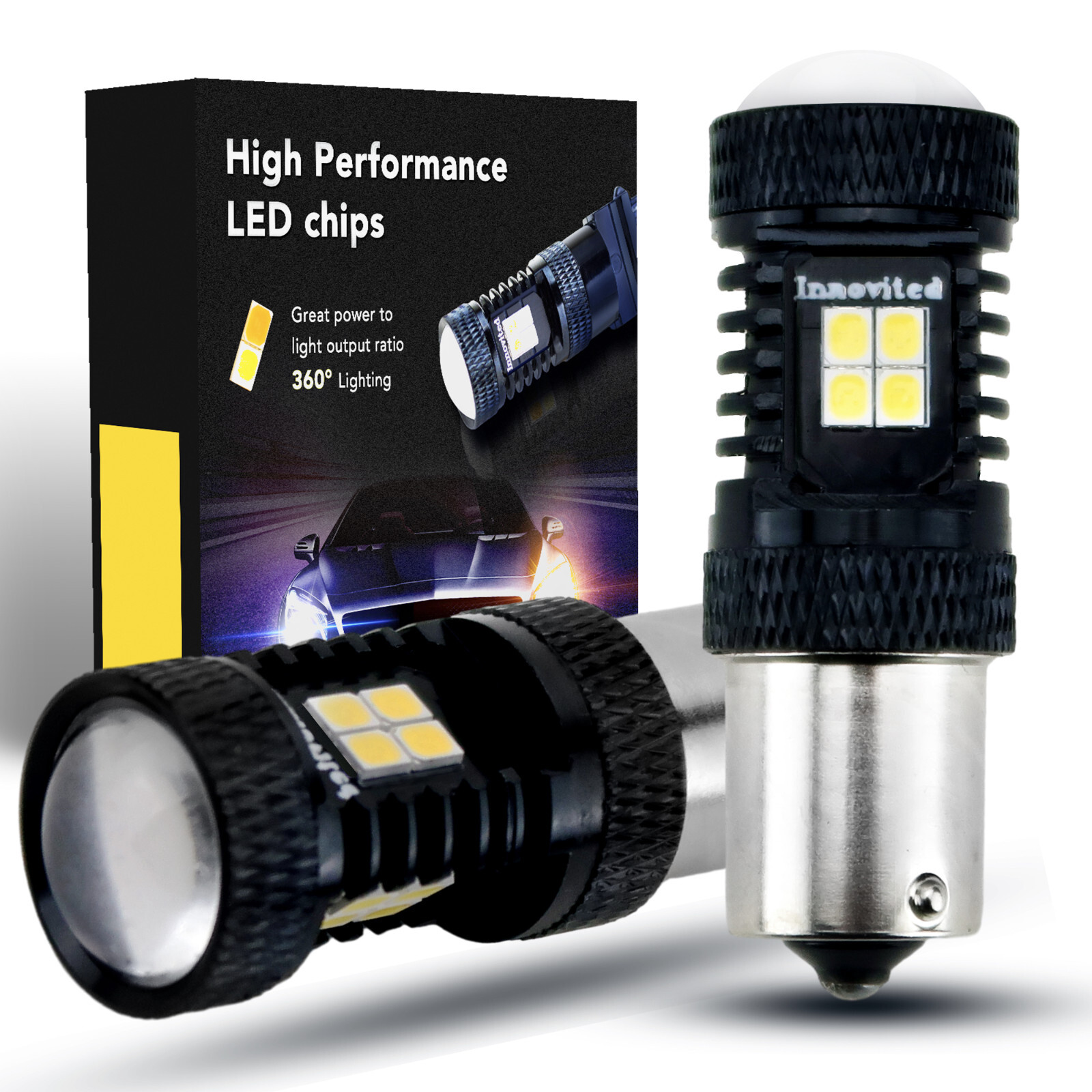 2x Innovited 1156 LED Reverse Light Tail Backup Bulb 6500K White Parking DRL 2x Innovited 1156 LED Reverse Light Tail Backup Bulb 6500K White Parking DRL