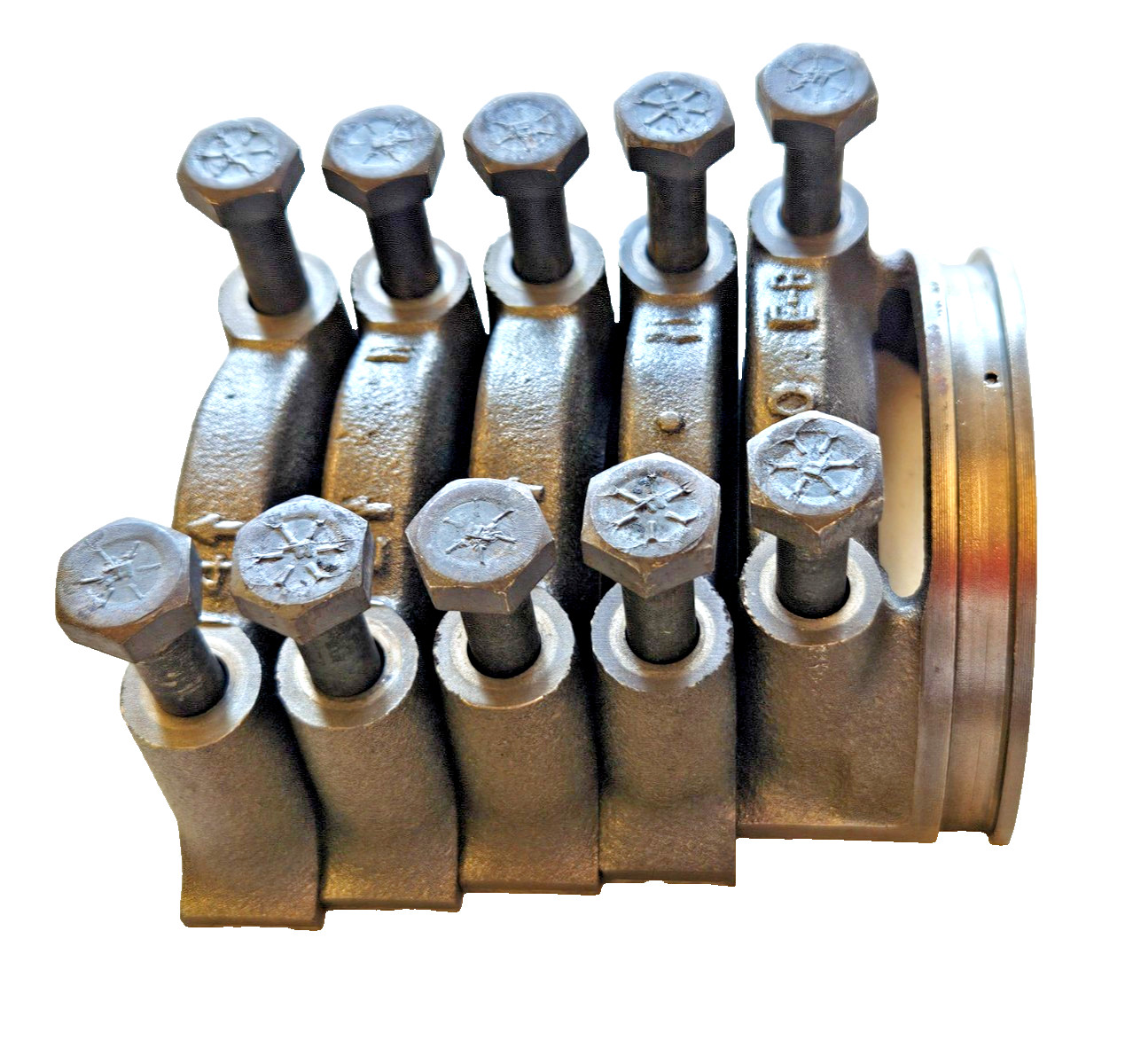 Ford SB 289 OEM Early 302 SBF Main Caps w/ Bolts VERY NICE Set of 5