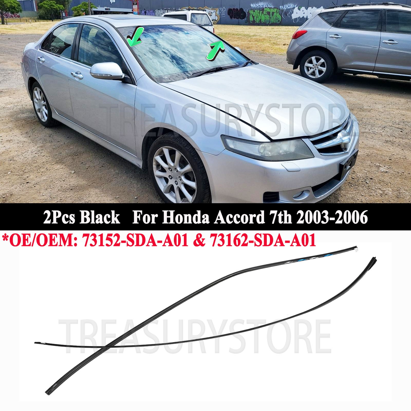 For Honda Accord 7th 03-2006 Drip Side Molding 2x 73152-SDA-A01 & 73162-SDA-A01 For Honda Accord 7th 03-2006 Drip Side Molding 2x 73152-SDA-A01 & 73162-SDA-A01