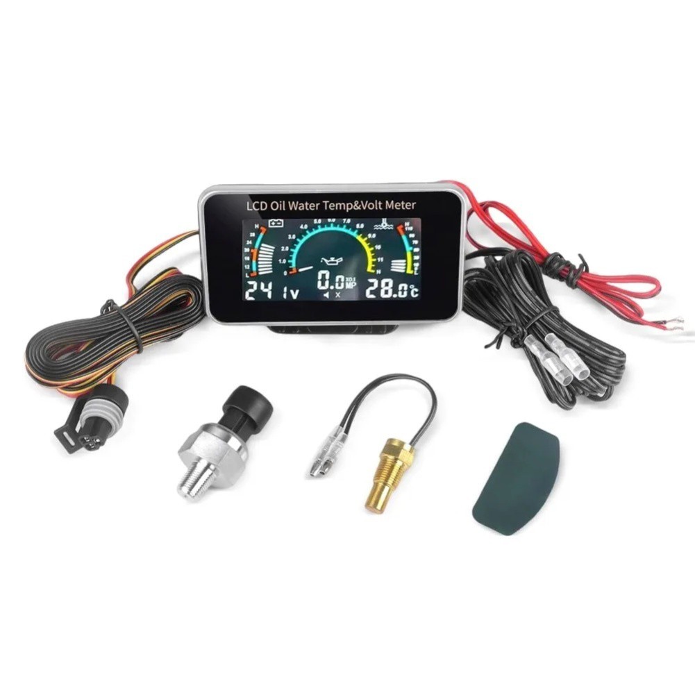 Car 3-in-1 LCD Digital Gauge Oil Pressure Voltage and Engine Water for temp