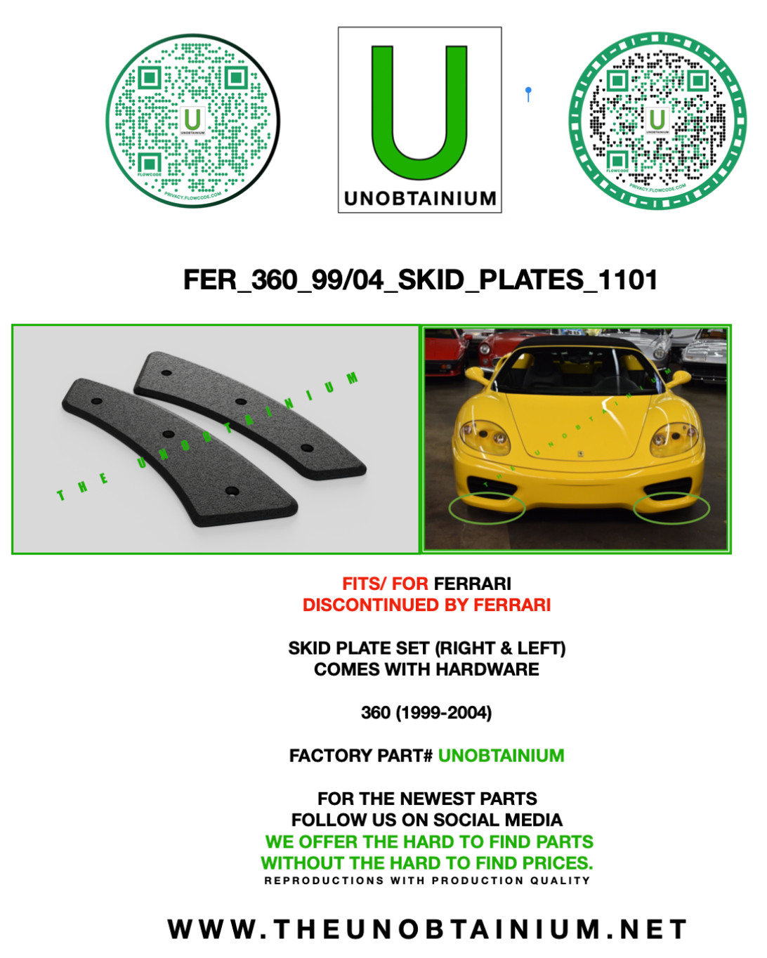 FITS/FOR FERRARI 360 SKIDPLATES FITS/FOR FERRARI 360 SKIDPLATES
