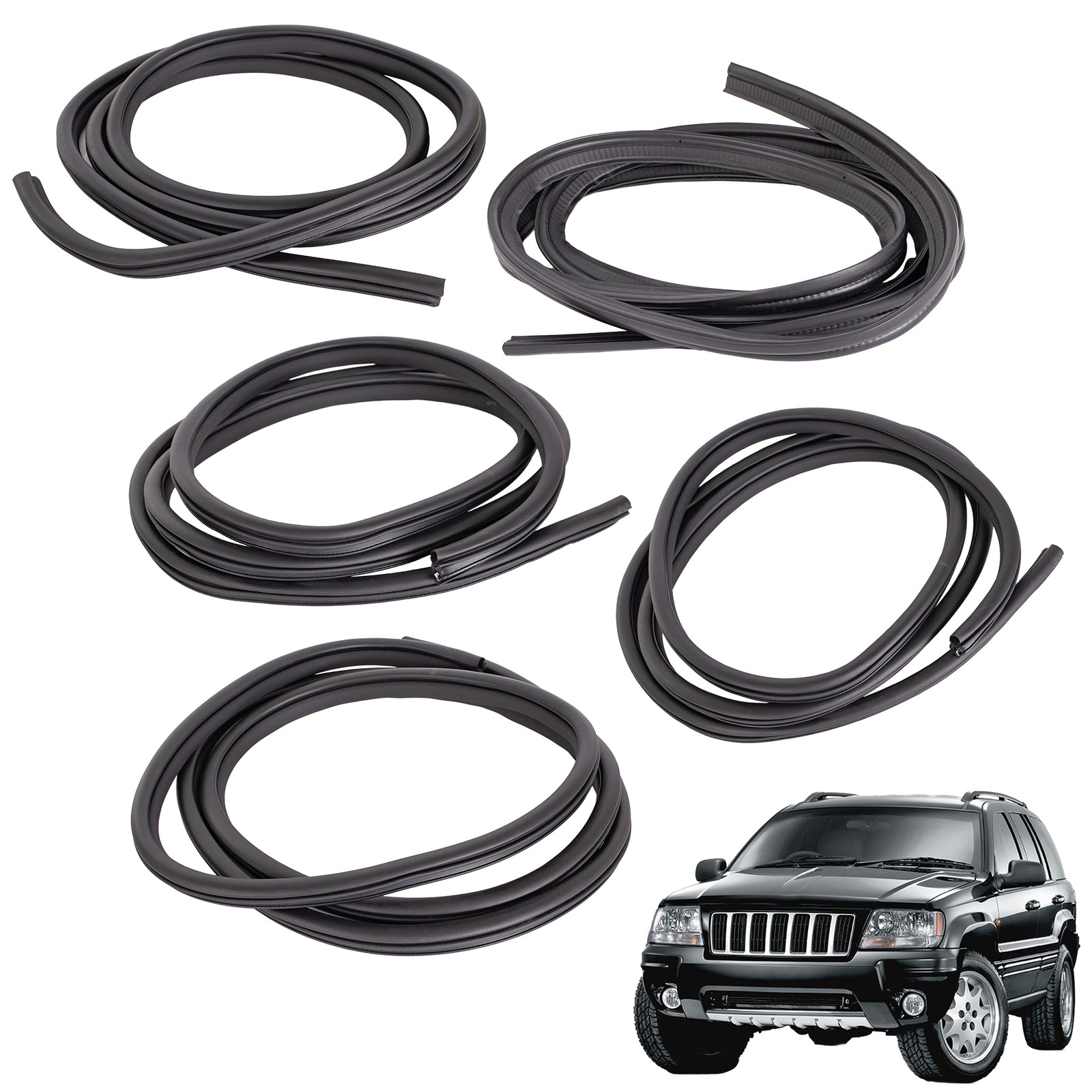 For 1999-2005 Jeep Grand Cherokee WJ 5-Piece Rubber Seal Weatherstrip Set