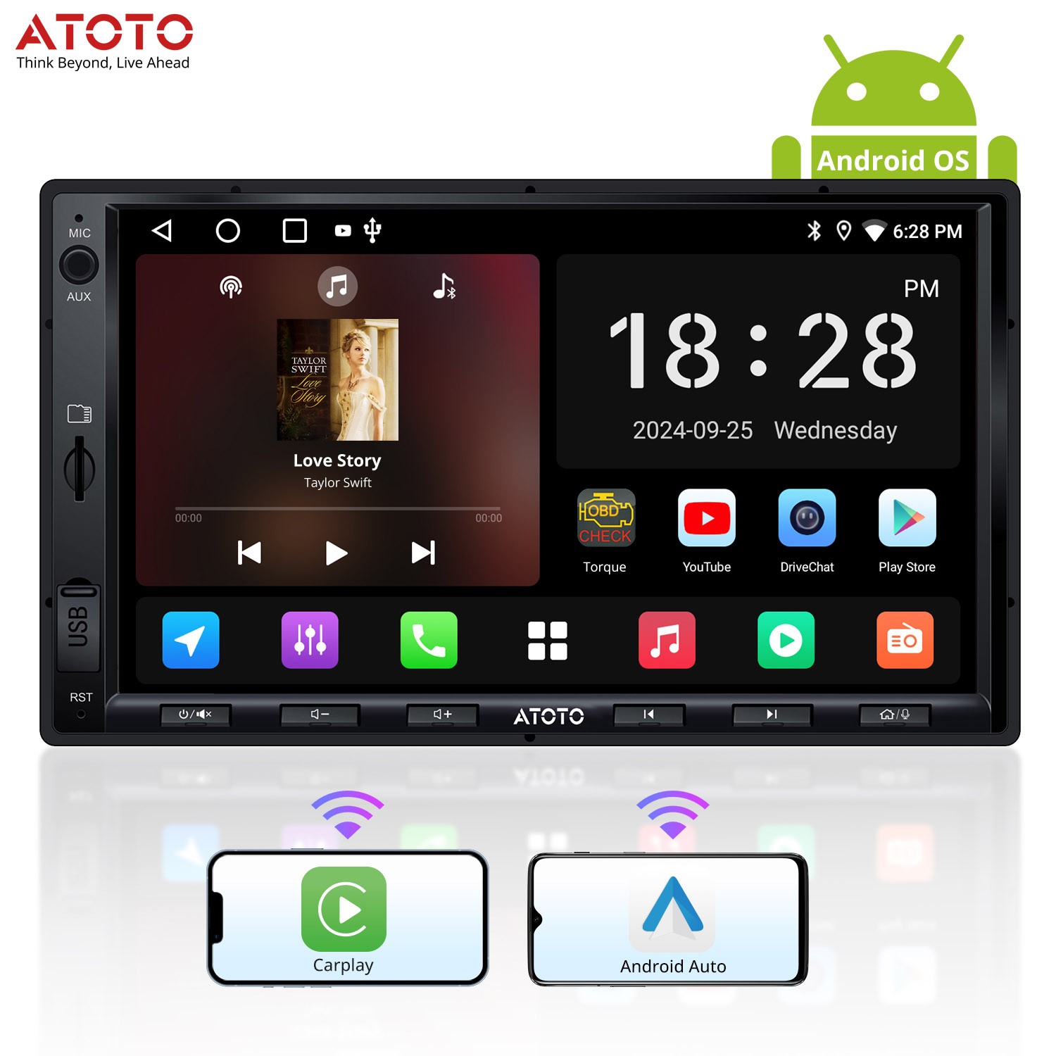 ATOTO A5L 7in 2 Din Android Car Stereo Bluetooth Carplay Digital Media Receiver