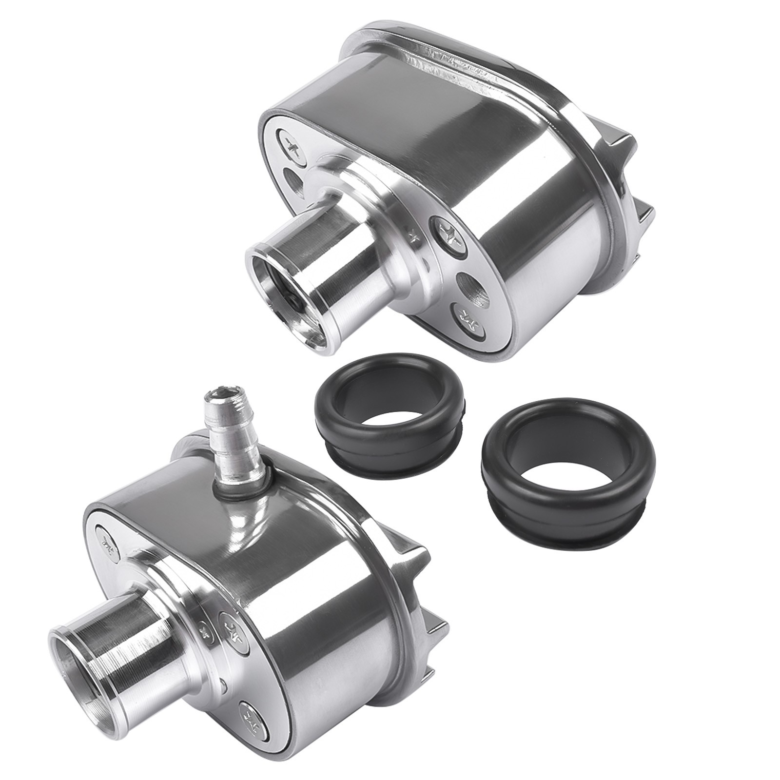 Aluminum Polished Finned Oval Air PCV Breather Combo Valve Cover Kit Nostalgia