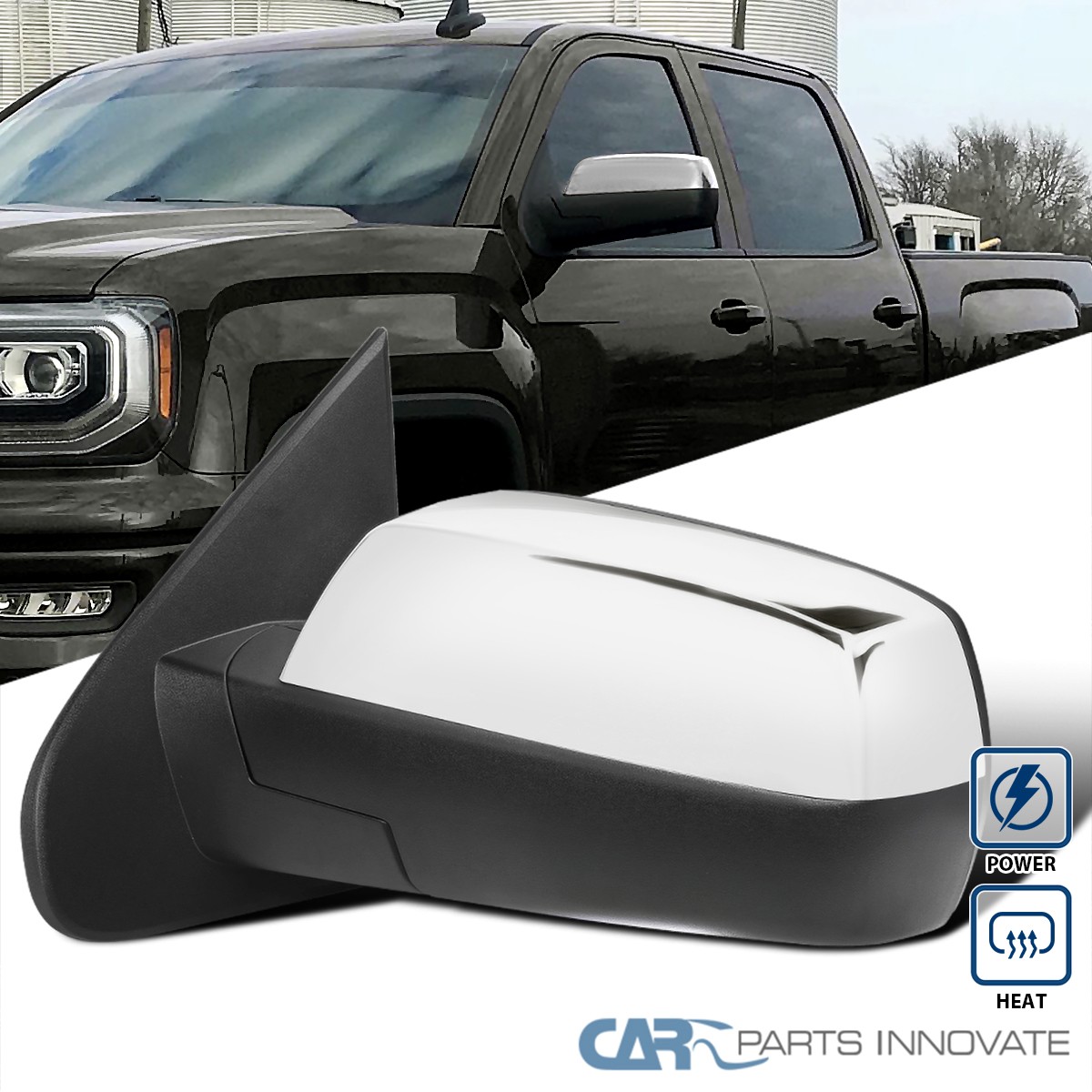 Left Side Mirror Fits 2014-2018 Silverado Sierra Chrome Power Heated+Puddle View