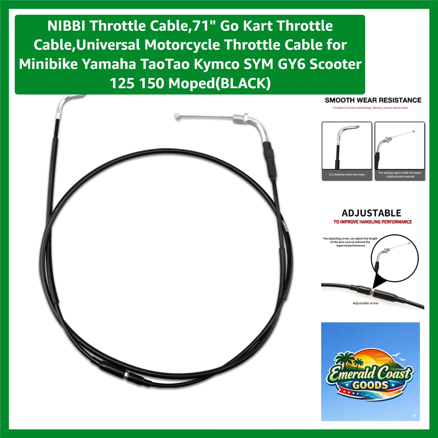 71-Inch Motorcycle Throttle Cable - Stainless Steel Quality Assurance