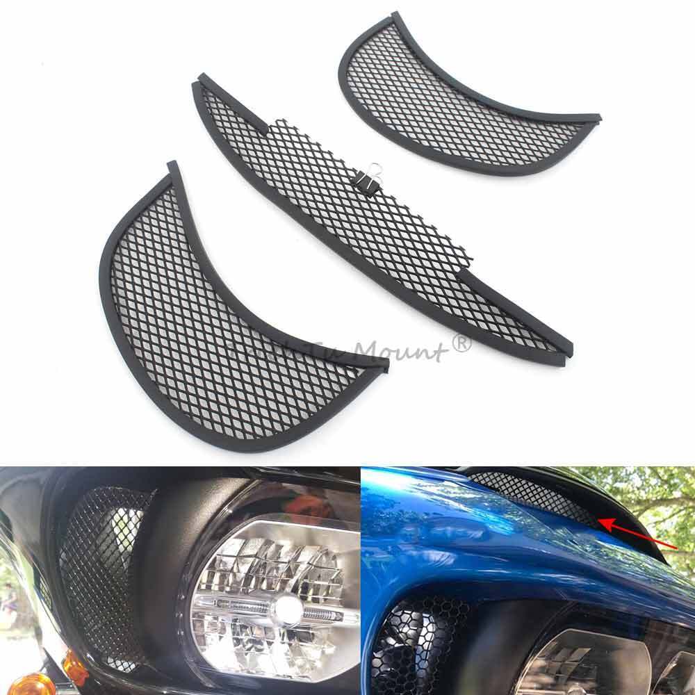 3Pcs Fairing Block Vent Closure Mesh Fairing Screen Grill For Harley Road Glide