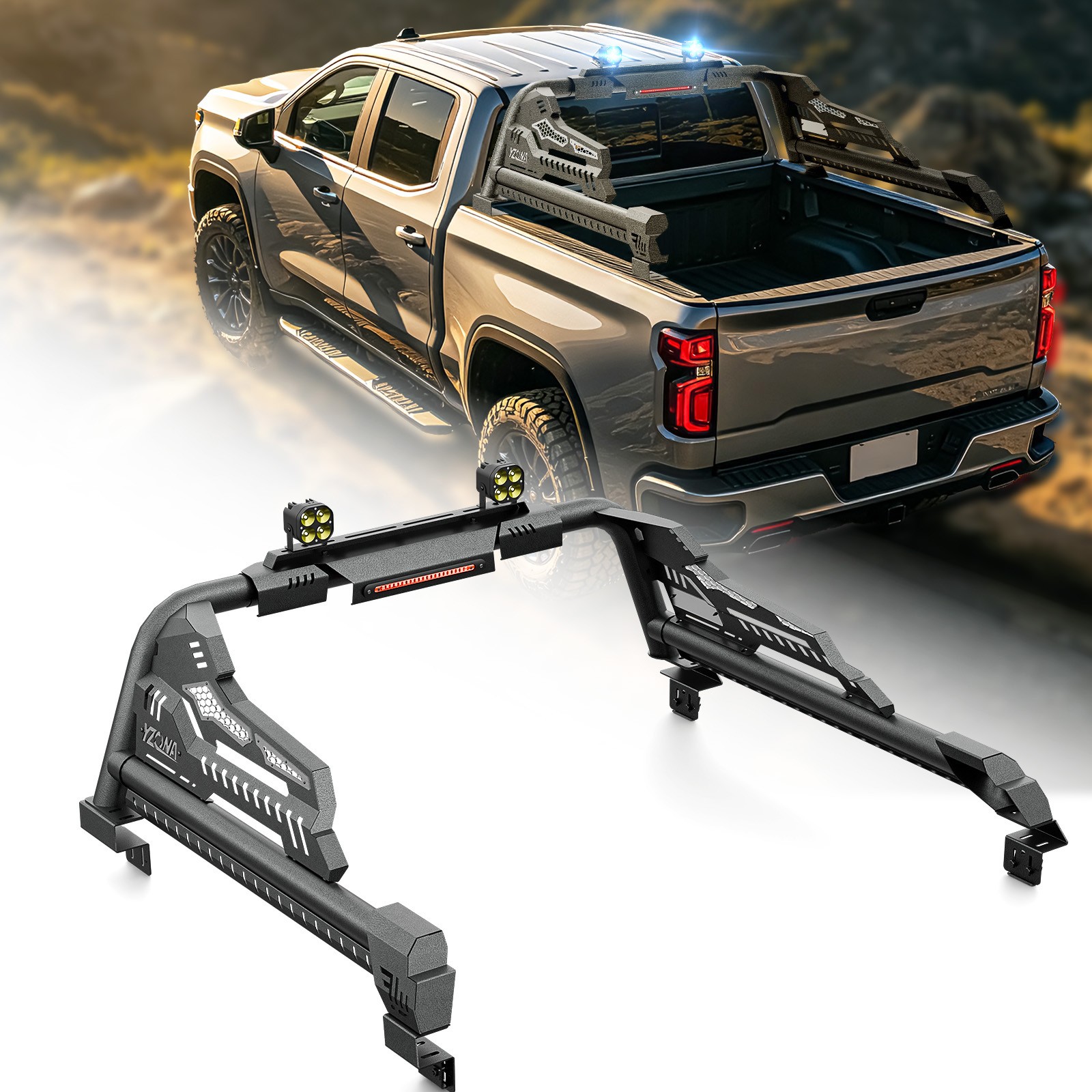 YZONA 56\'\'-64\'\' Width Truck Sport Roll Bar W/LED Lights For Tundra/Gladiator JT YZONA 56\'\'-64\'\' Width Truck Sport Roll Bar W/LED Lights For Tundra/Gladiator JT
