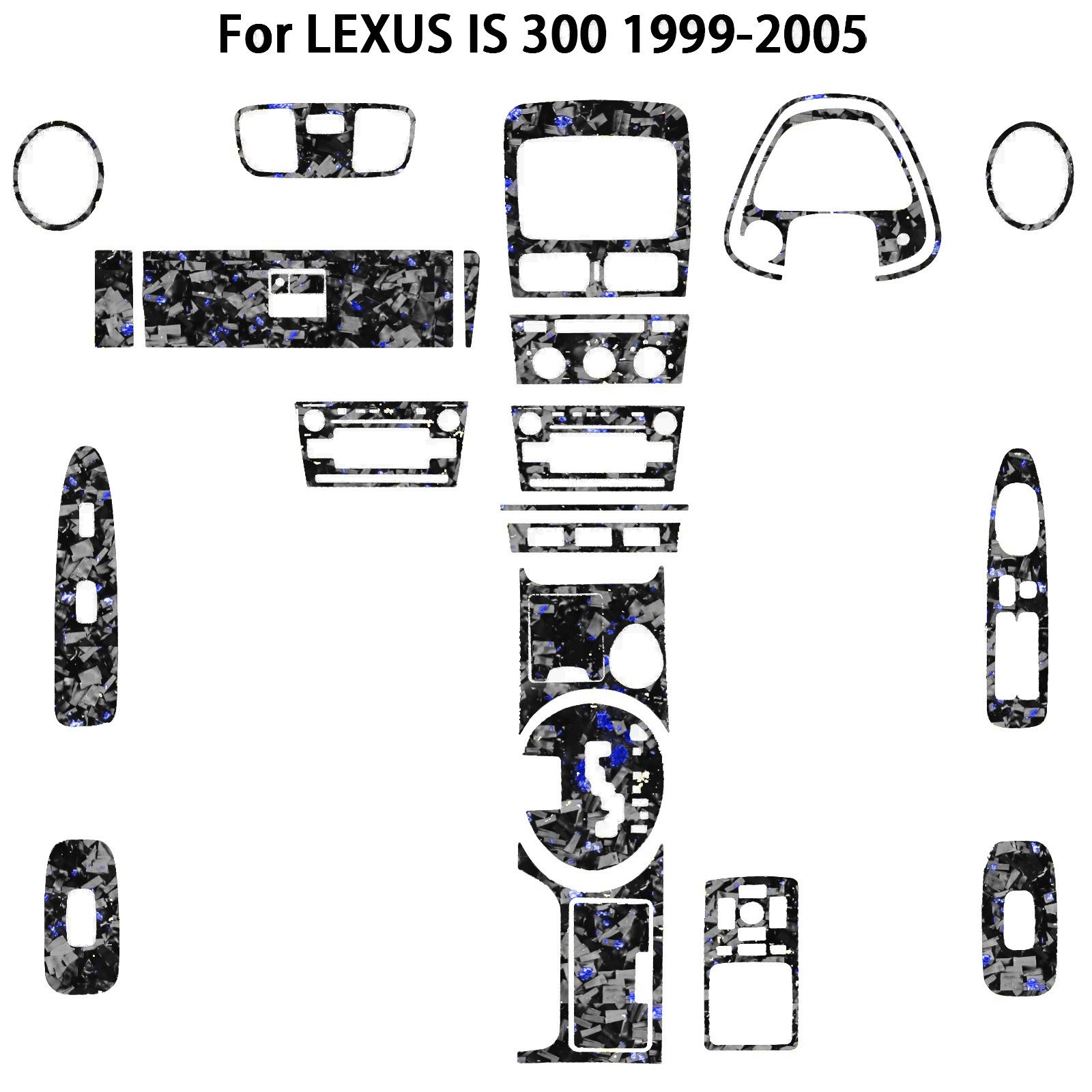 RHD 28Pcs blue forged full set of carbon fiber trim for Lexus IS IS300 99-2005