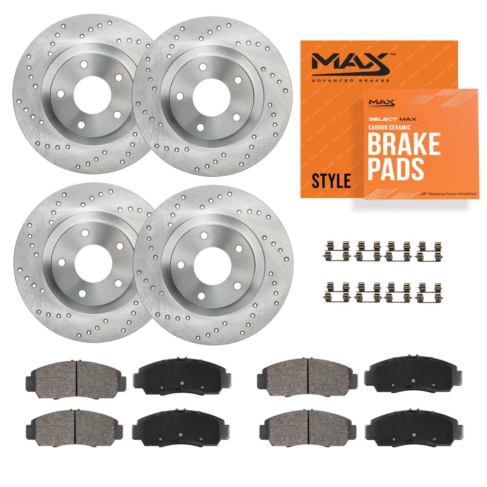 Front & Rear Drilled Brake Rotors + Pads for 2011-2013 2014 2015 2016 Scion tC