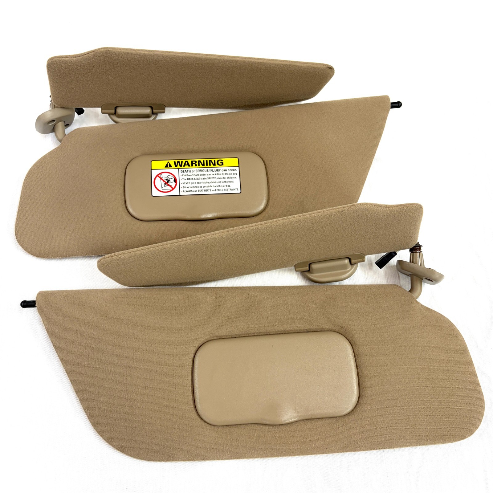 1999-2001 Ford Excursion Sun Visors PAIR Shades OEM Lighted Mirrors Brown Tan