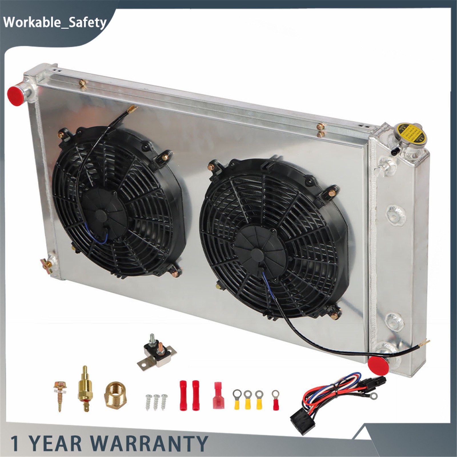 1973-1986 1987 For Chevy C/K C10 C20 C30 K10/20 3 Row Radiator+Shroud Fan+Relay
