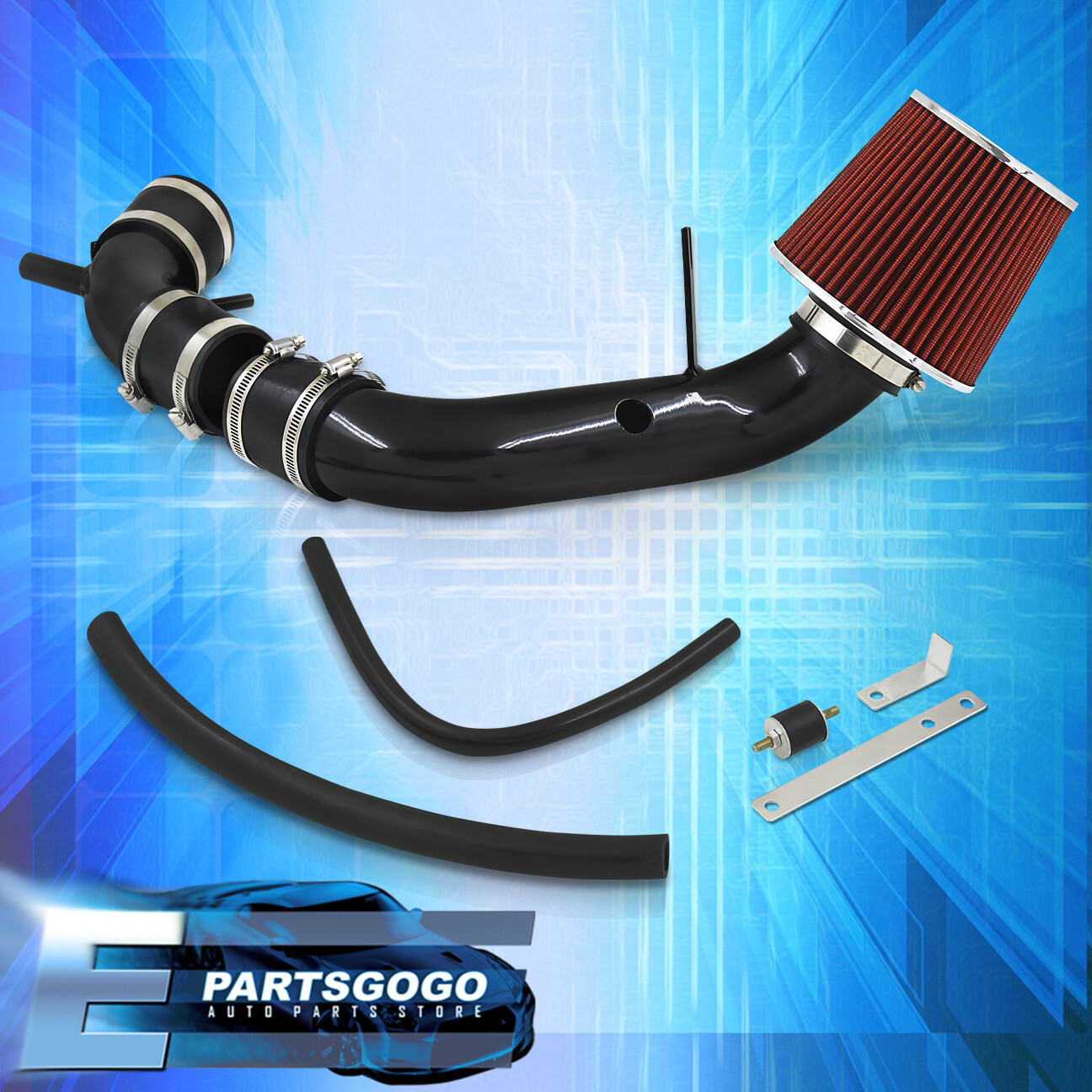 For 97-01 Hyundai Tiburon / 96-00 Elantra CAI Cold Air Intake Kit Black + Filter For 97-01 Hyundai Tiburon / 96-00 Elantra CAI Cold Air Intake Kit Black + Filter