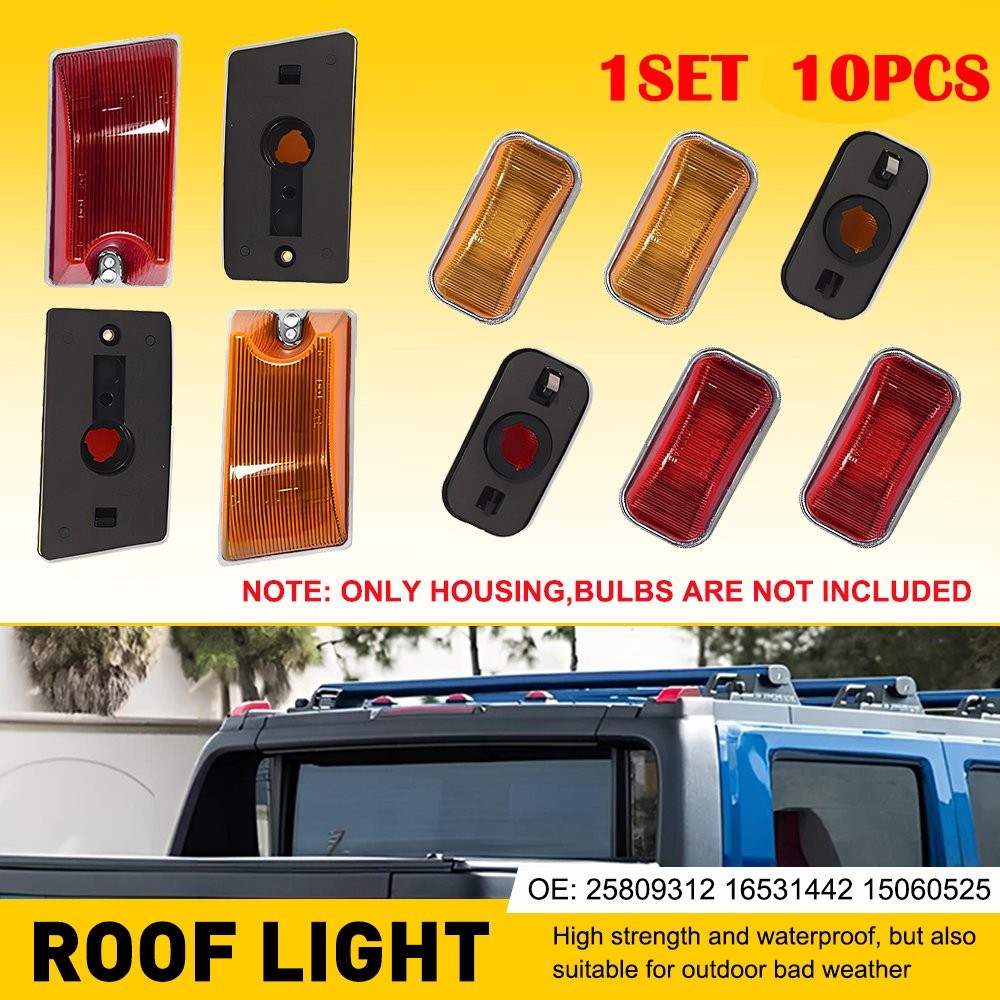 10-50X Amber Red Cab Roof Running Light Housing Cover For Hummer H2/SUT 2003-09