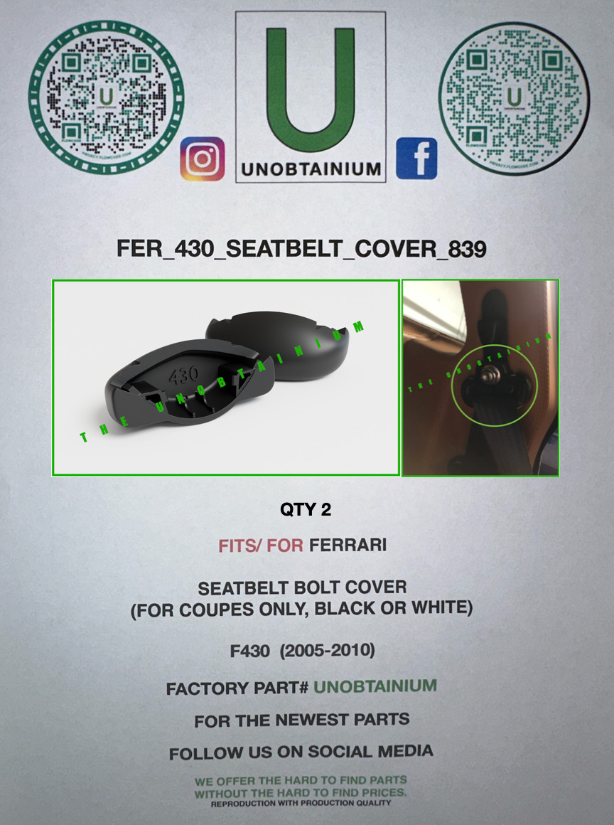 FITS/FOR  FERRARI F430 SEATBELT BOLT COVERS (QTY 2)
