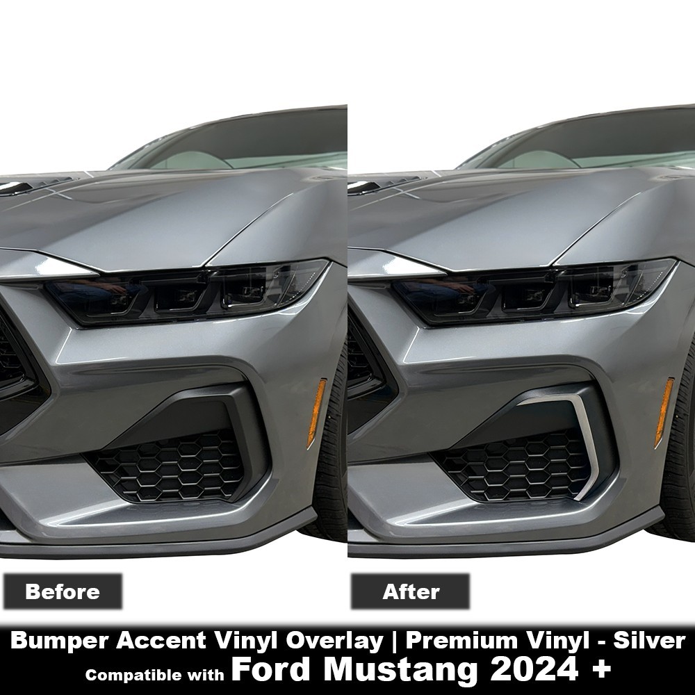Front Bumper Accent Vinyl Decal – Silver | fit For Ford Mustang 2024 - 2026 +
