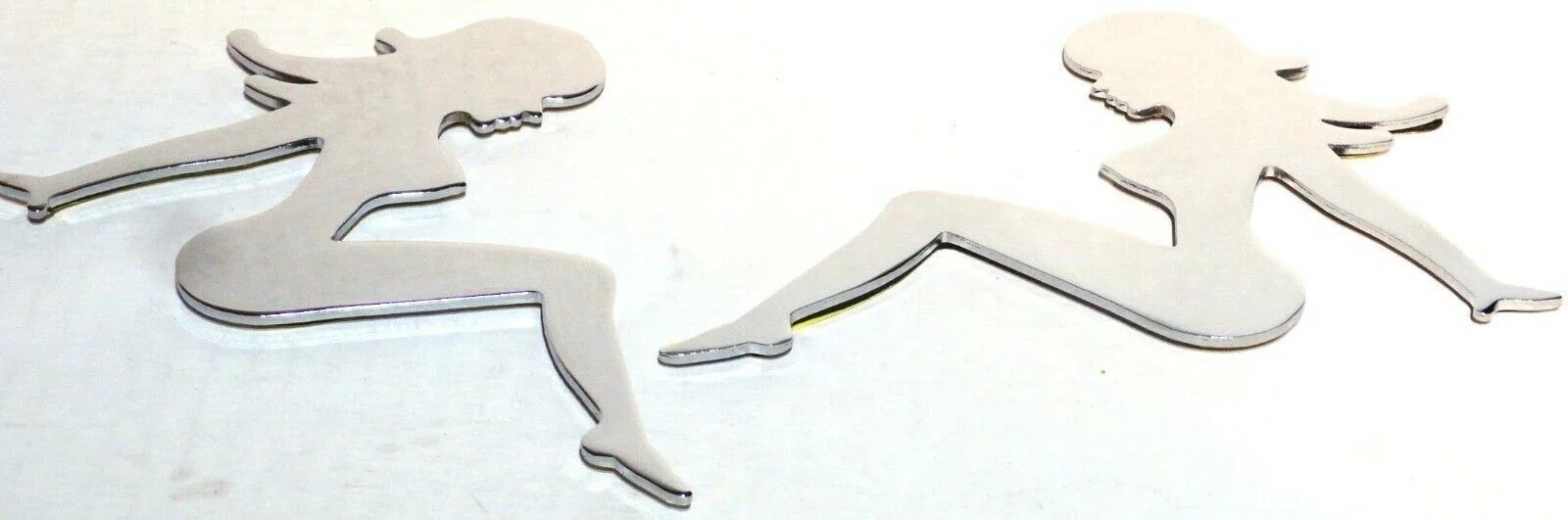 Cutout Sitting Nude Set Small Chrome Plated Tape Mount 6\ Cutout Sitting Nude Set Small Chrome Plated Tape Mount 6\