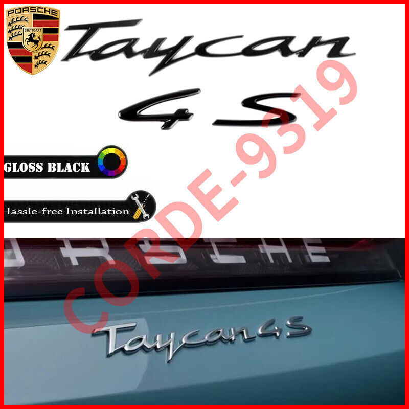 Gloss Black Taycan 4 S Letters Rear Badge Liftgate Emblem Deck Lid