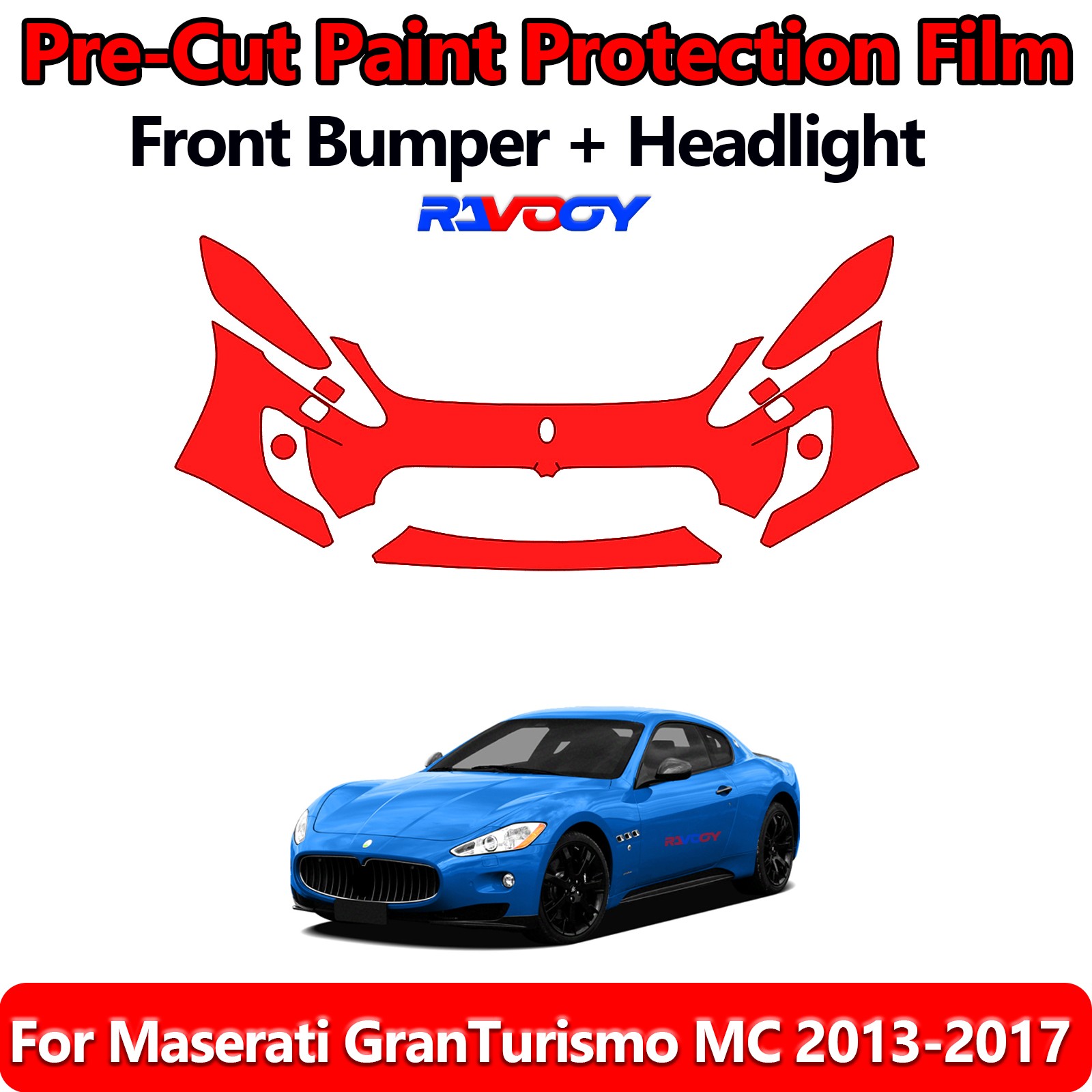 8.5Mil PreCut Front Bumper PPF Kit Film For Maserati GranTurismo MC 2013-2017