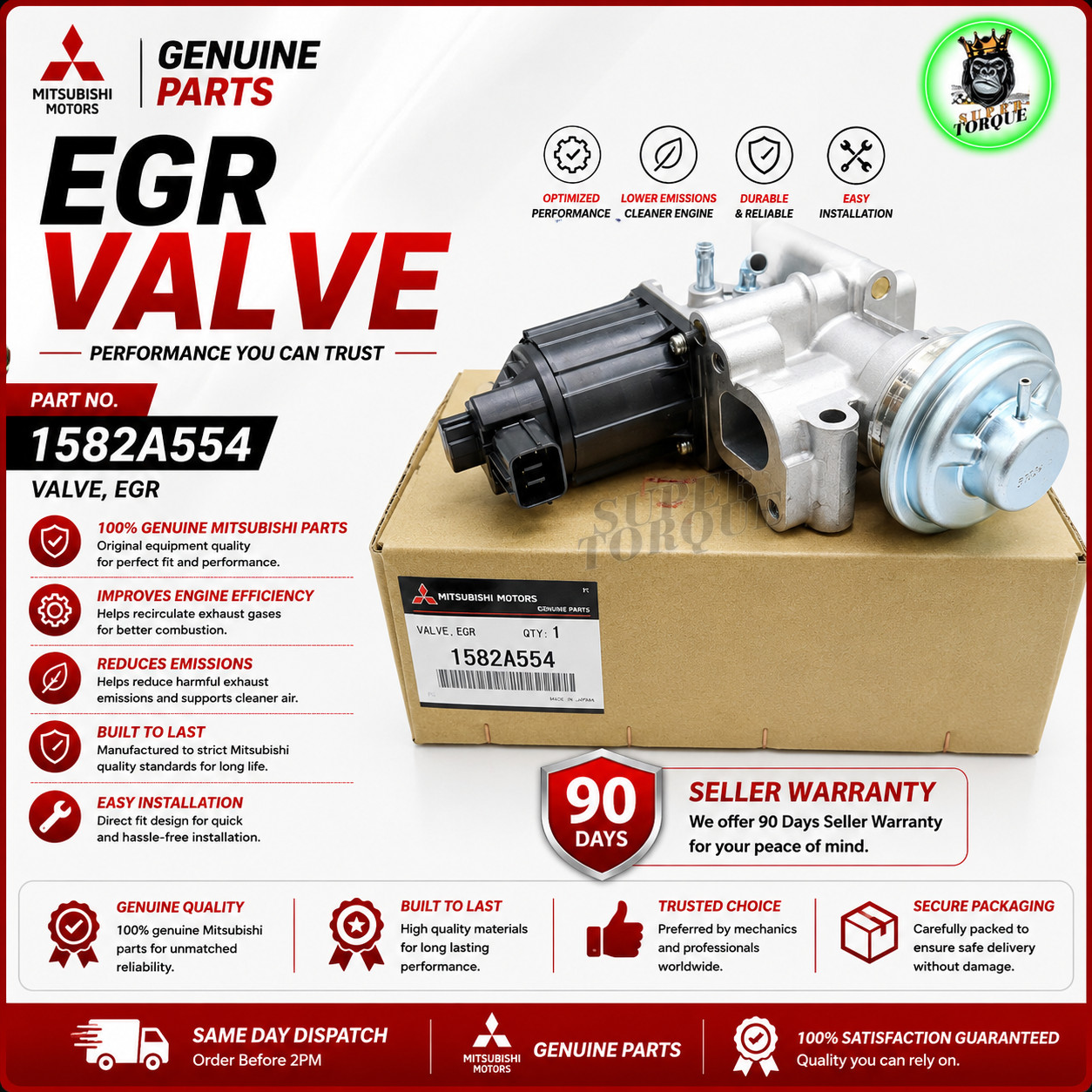 Genuine Mitsubishi 4N14 EGR Valve 1582A554 Outlander ASX Delica 2.2 2.3 Di-D