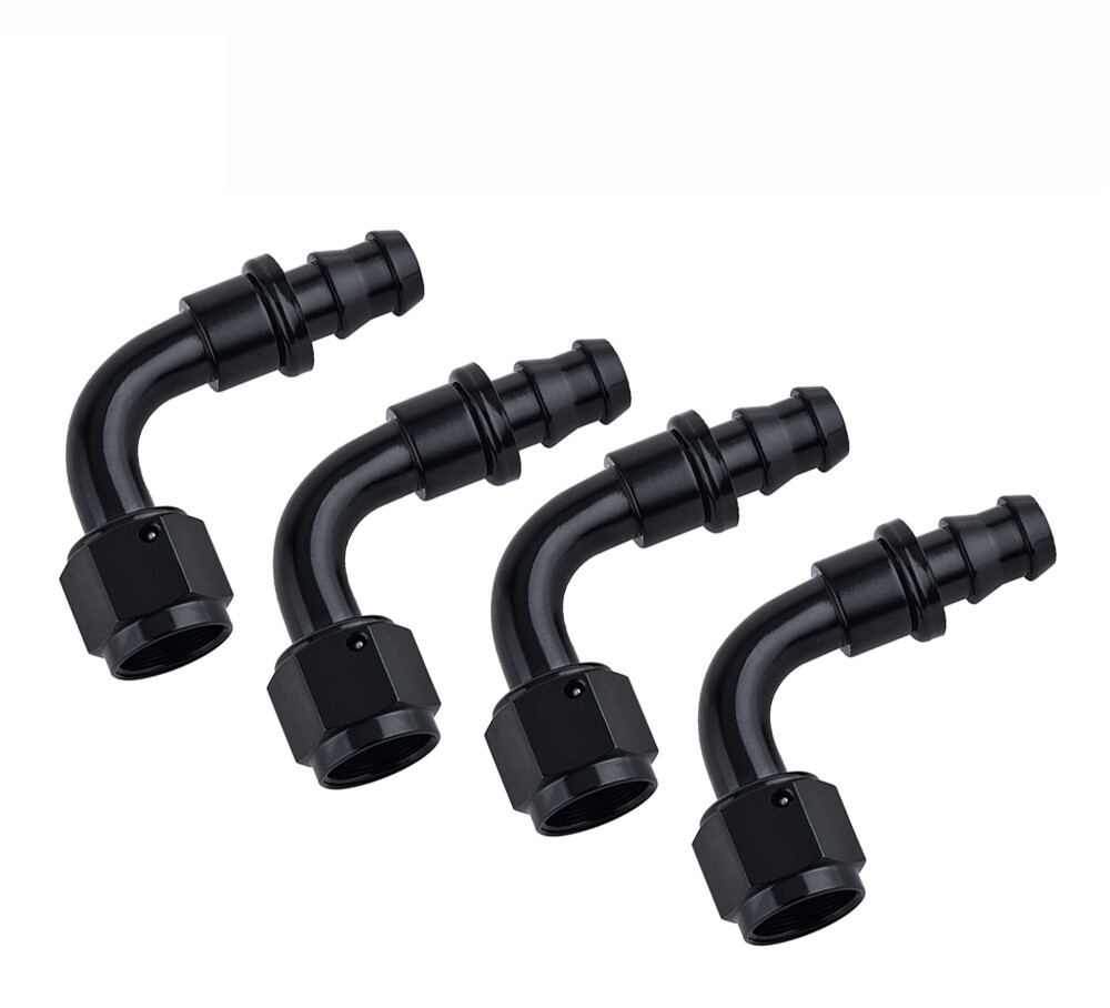 4pcs 4AN 6AN 8AN 10AN 12AN 90 Degree Push Lock Fuel Hose End Fitting Adaptor