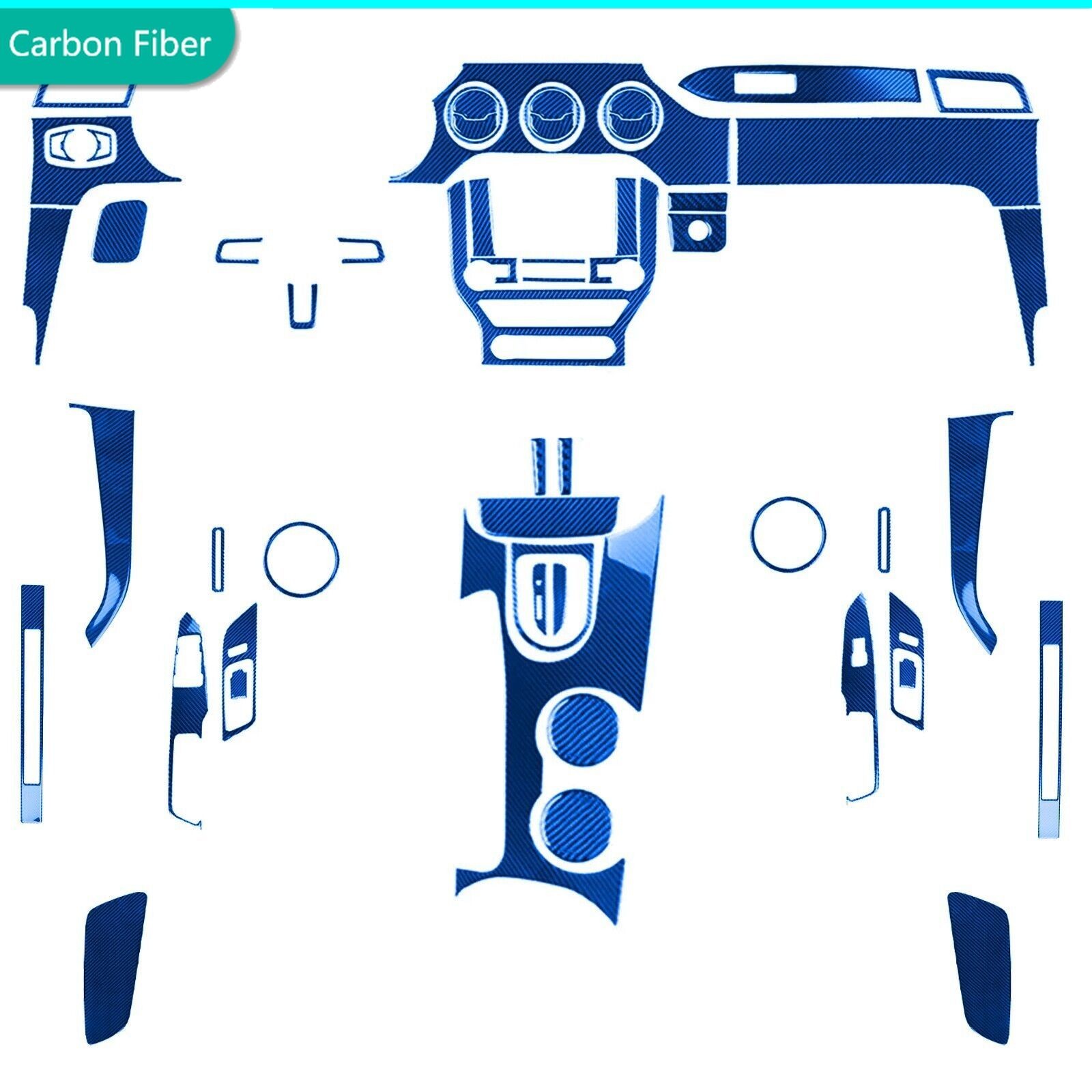 60Pcs Fits Ford Mustang GT blue carbon fibre full interior kit 2015-2022
