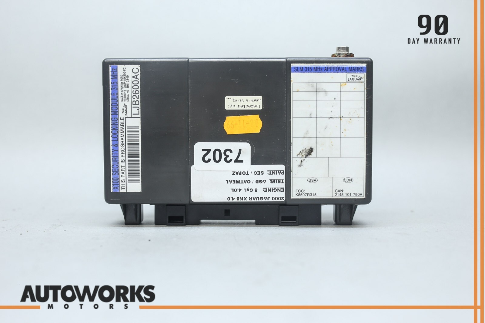 97-00 Jaguar XK8 XKR X100 Security Theft Locking Control Module LJB2600AC OEM 97-00 Jaguar XK8 XKR X100 Security Theft Locking Control Module LJB2600AC OEM