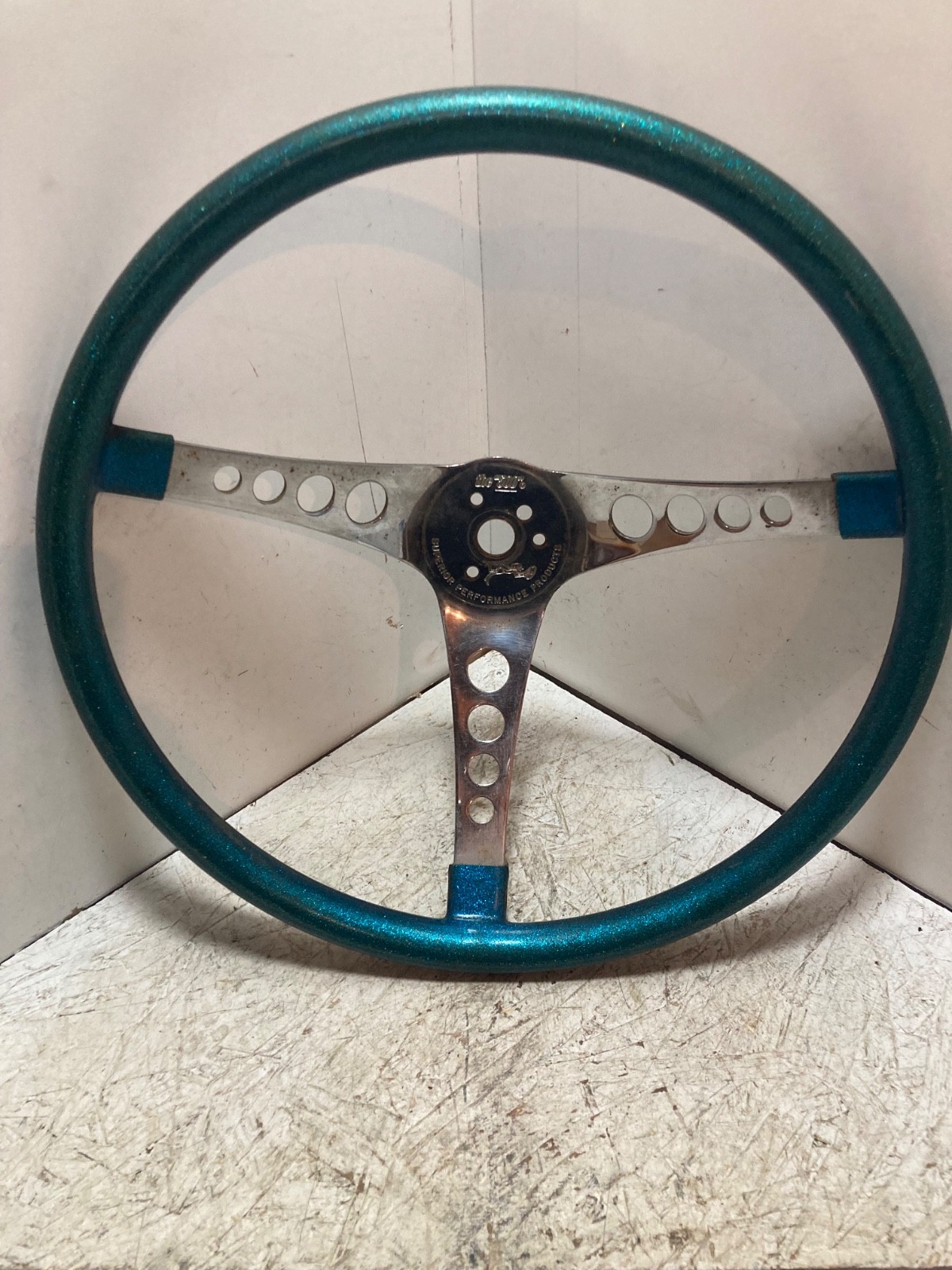 Superior Vintage 14”The 500 Green Metal Metallic Flake Steering Wheel
