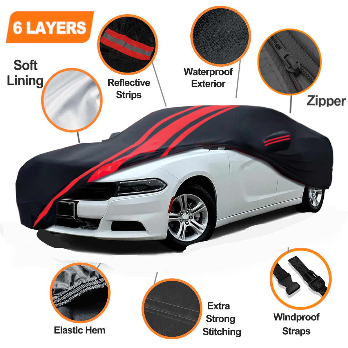 6 Layer CUSTOM 2006-2025 Dodge Charger OUTDOOR CAR COVER All Weather Waterproof