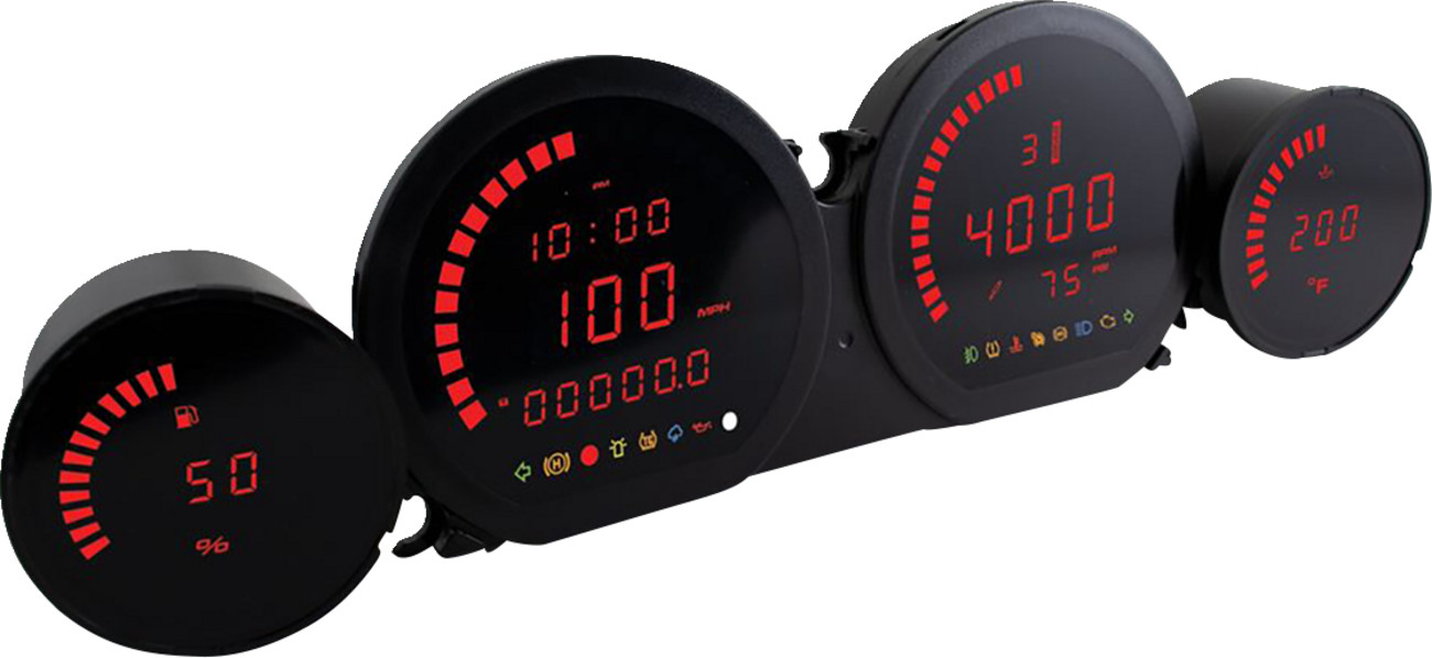 Koso HD-03L Four-Piece LED Gauge Kit Red Display BA064921 Harley Electra Glide Koso HD-03L Four-Piece LED Gauge Kit Red Display BA064921 Harley Electra Glide