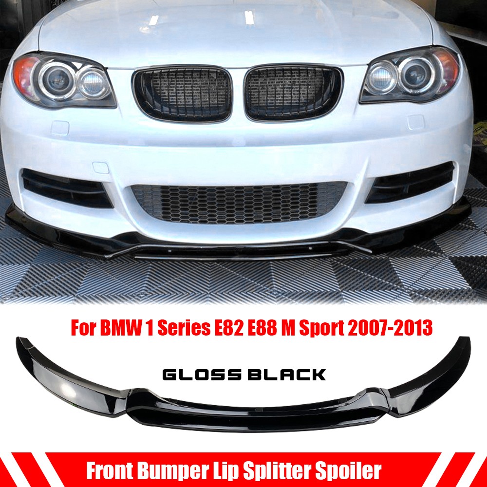 Front Bumper Spoiler Lip For BMW 1 Series E82 E88  M Sport 2007-2013 Gloss Black