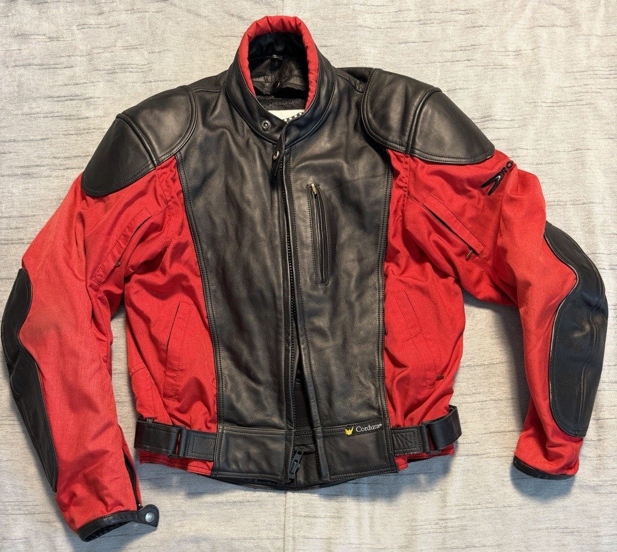 VTG Joe Rocket Hybrid Motorcycle Jacket Red Black Leather Nylon Armored Men’s L VTG Joe Rocket Hybrid Motorcycle Jacket Red Black Leather Nylon Armored Men’s L