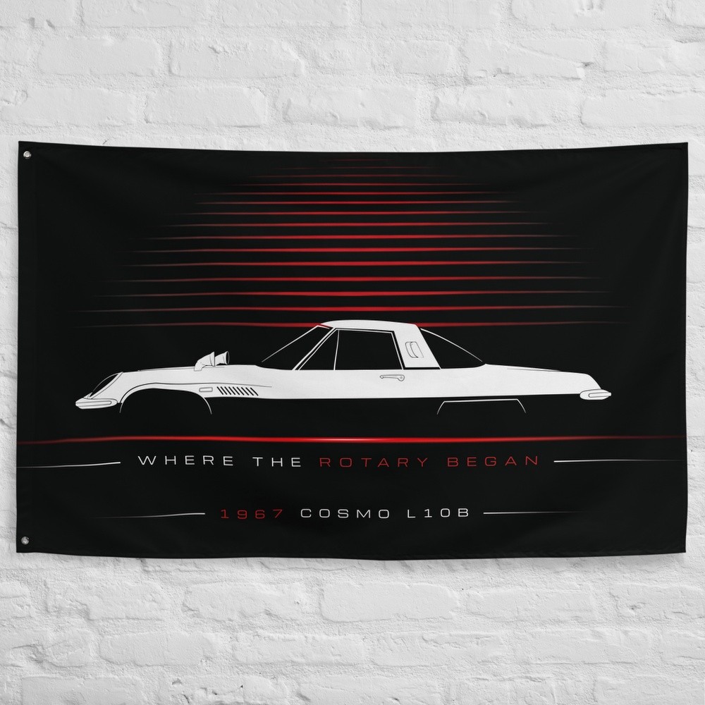 Cosmo L10B 1967 Car Silhouette Flag 3x5 ft Garage Banner Man Cave Wall Decor