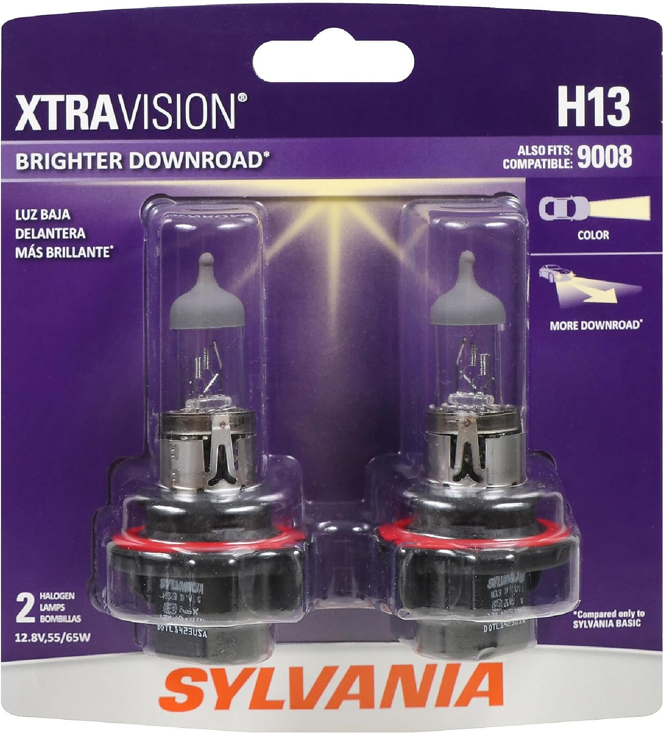 2 Pack Sylvania H13 XtraVision Halogen Headlight, H13XV.BP2 (9008 Compatible) 2 Pack Sylvania H13 XtraVision Halogen Headlight, H13XV.BP2 (9008 Compatible)