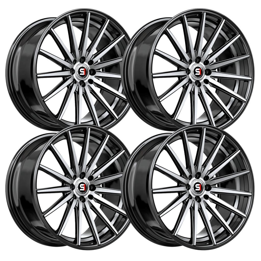 (Set-4) Spec-1 SP-69 20x8.5 5x100 38mm Black Machined Wheels Rims 20 Inch