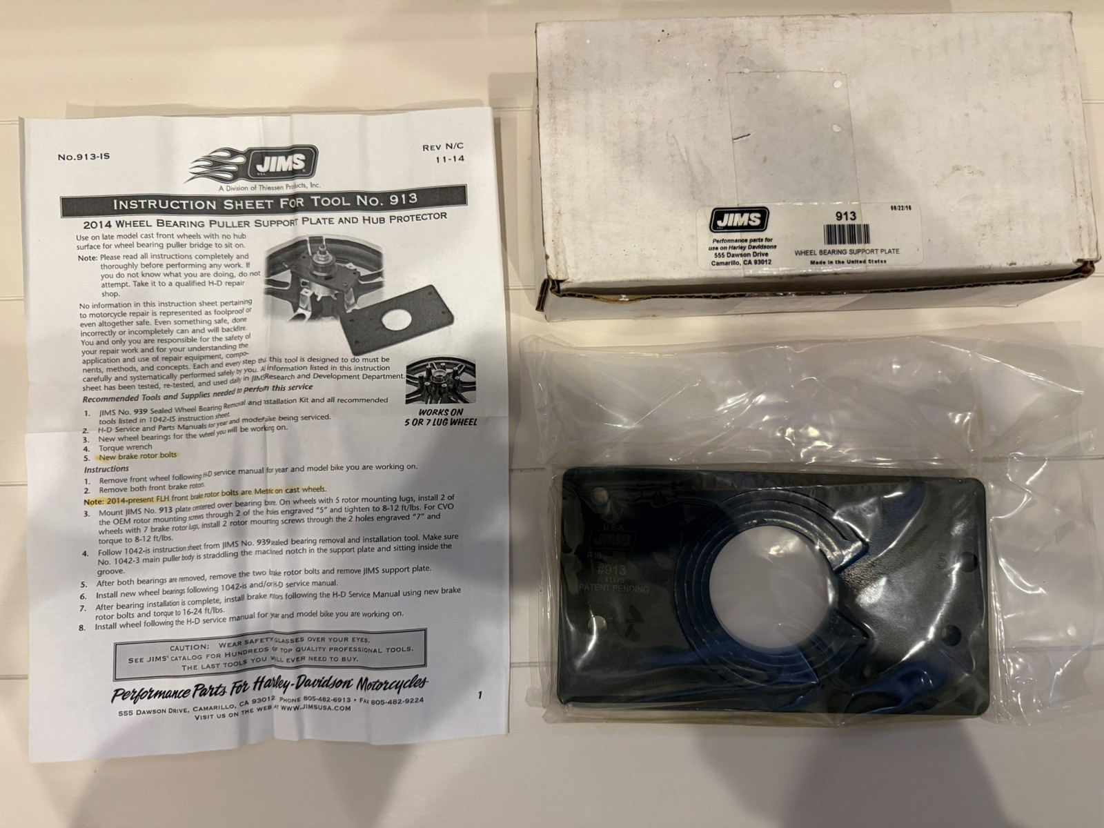 NEW Jim\'s Machining Wheel Bearing Tool Support Plate 913 NEW Jim\'s Machining Wheel Bearing Tool Support Plate 913
