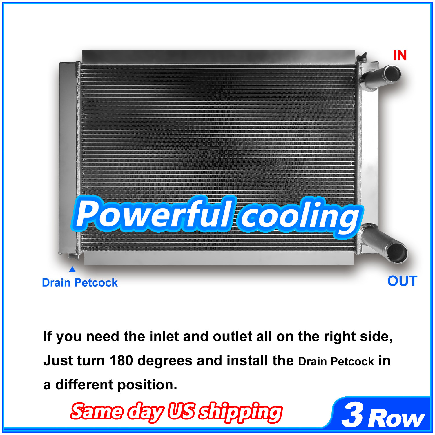 Universal 3 Row Aluminum Airboat Radiator 31''W x 21''H High Performance 209000