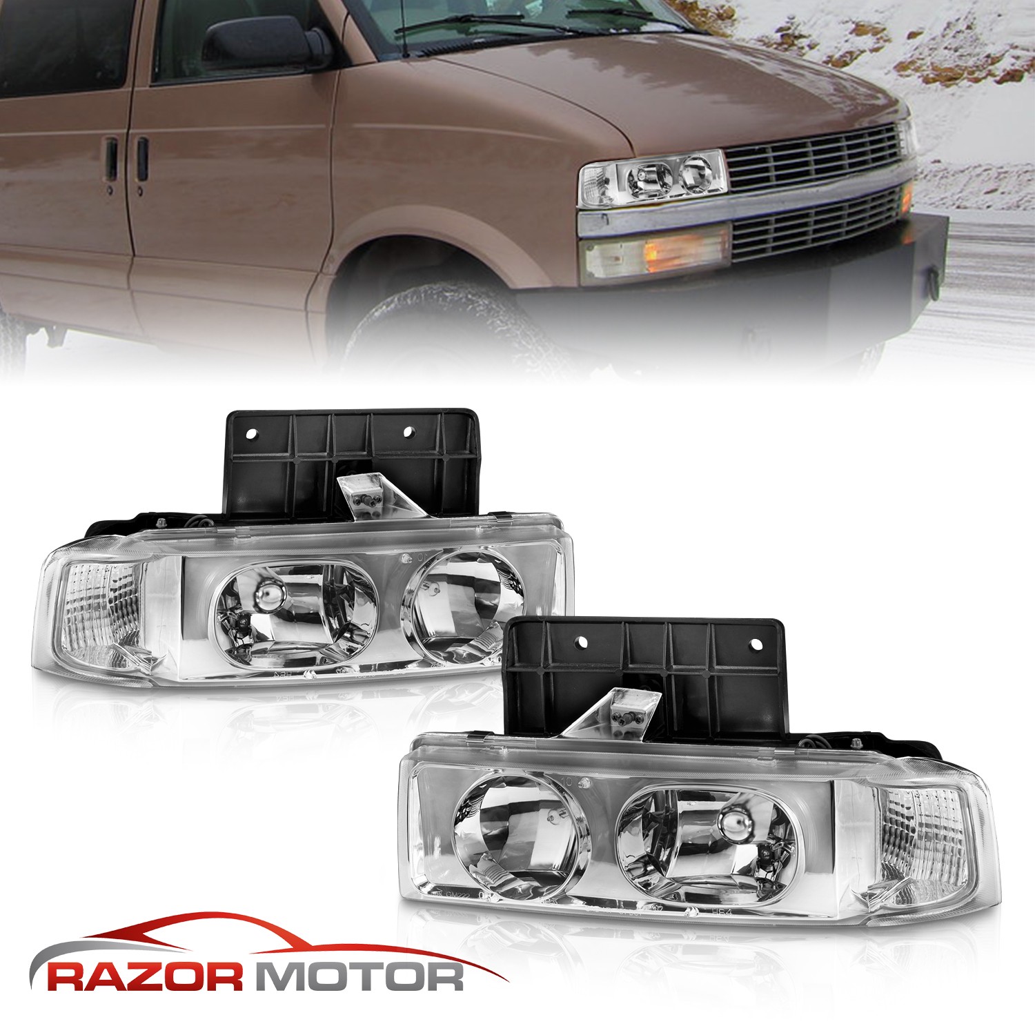 1995-2005 For Chevy Astro/Safari Crystal Clear Headlights Lamps W/Bulbs