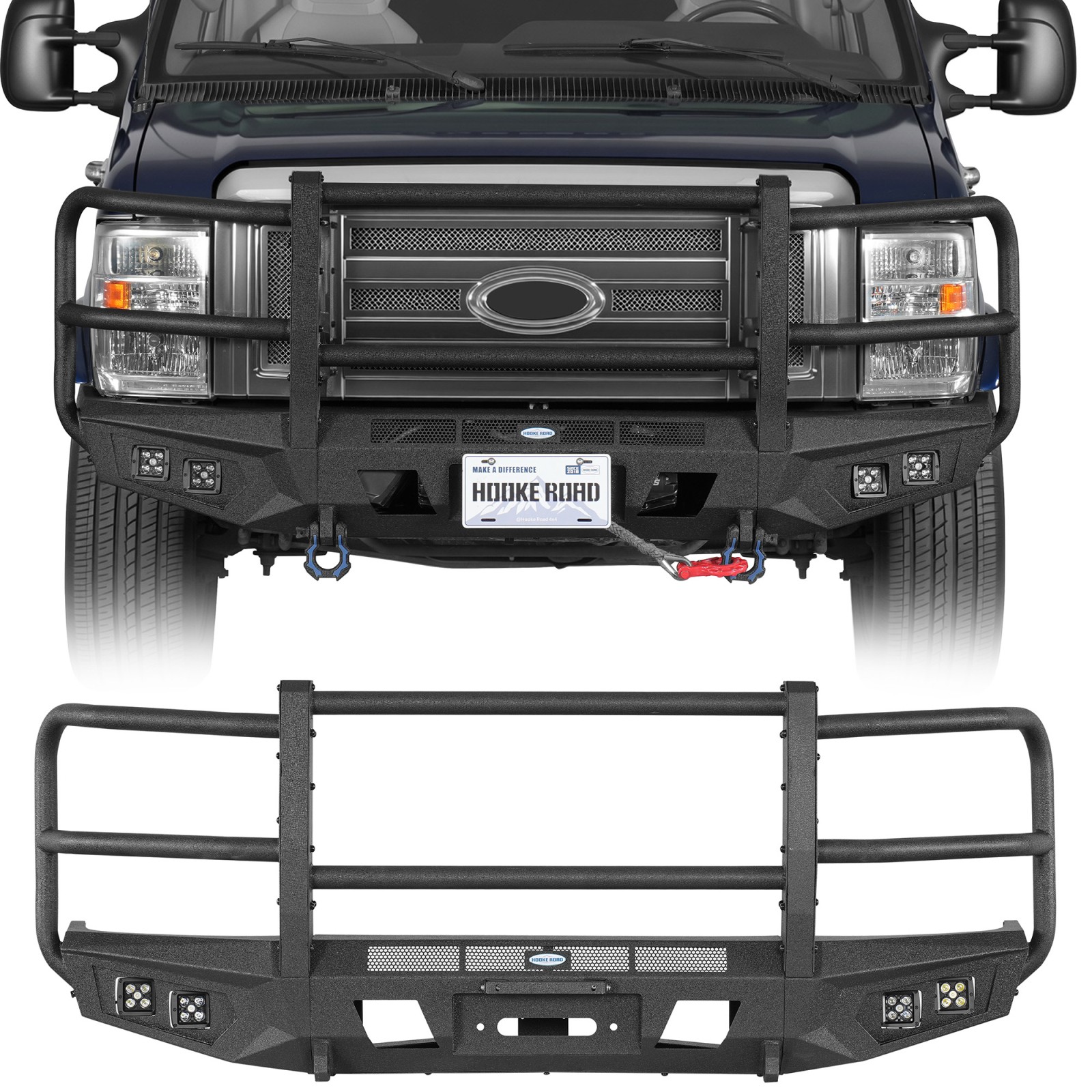 Grille Guard Front Rear Bumper Fit 08-14 Ford E-350 w/ Winch Plate & Skid Plate