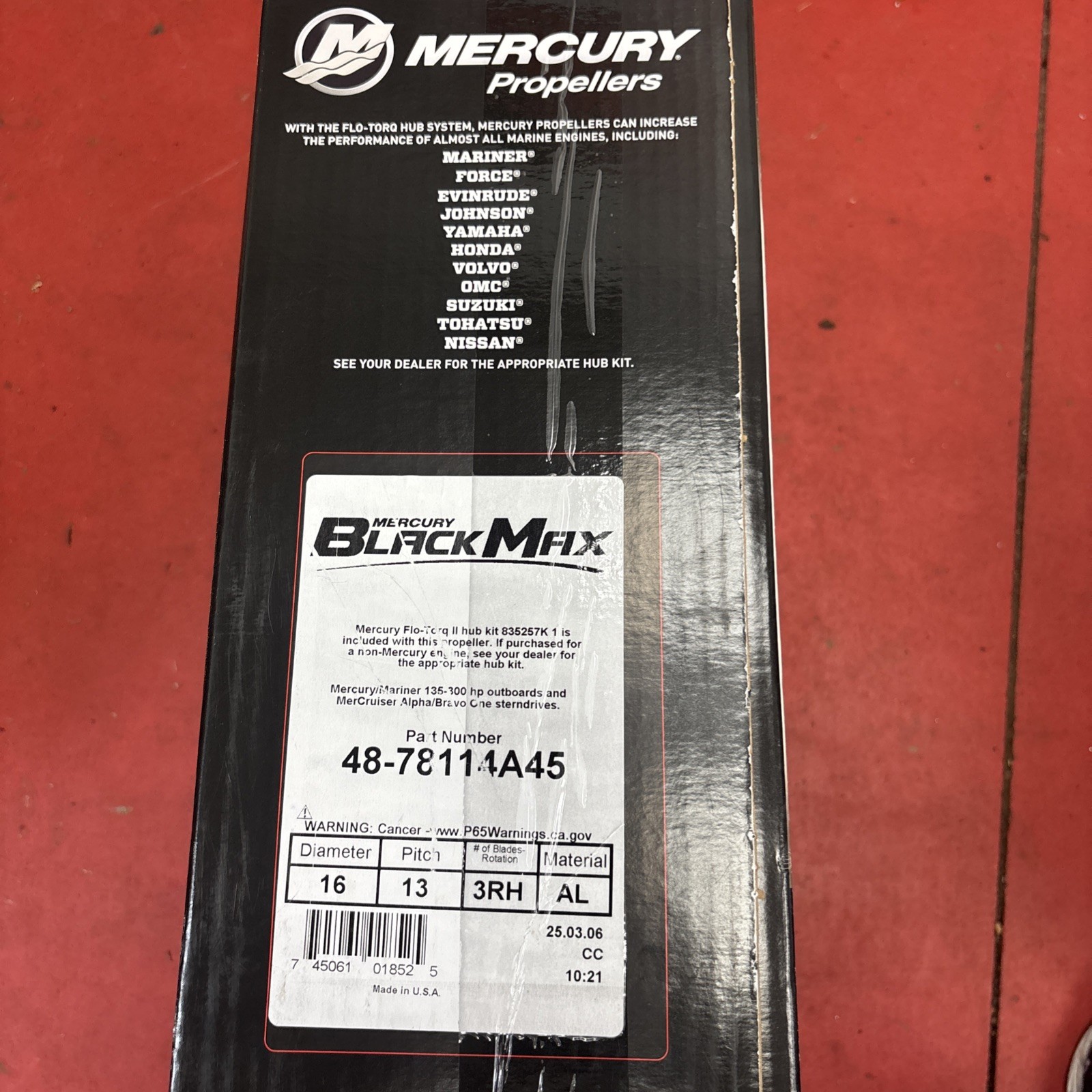Mercury Mercruiser New OEM Propeller 16x13 Prop 48-78114a45 16 dia x 13Pitch Mercury Mercruiser New OEM Propeller 16x13 Prop 48-78114a45 16 dia x 13Pitch