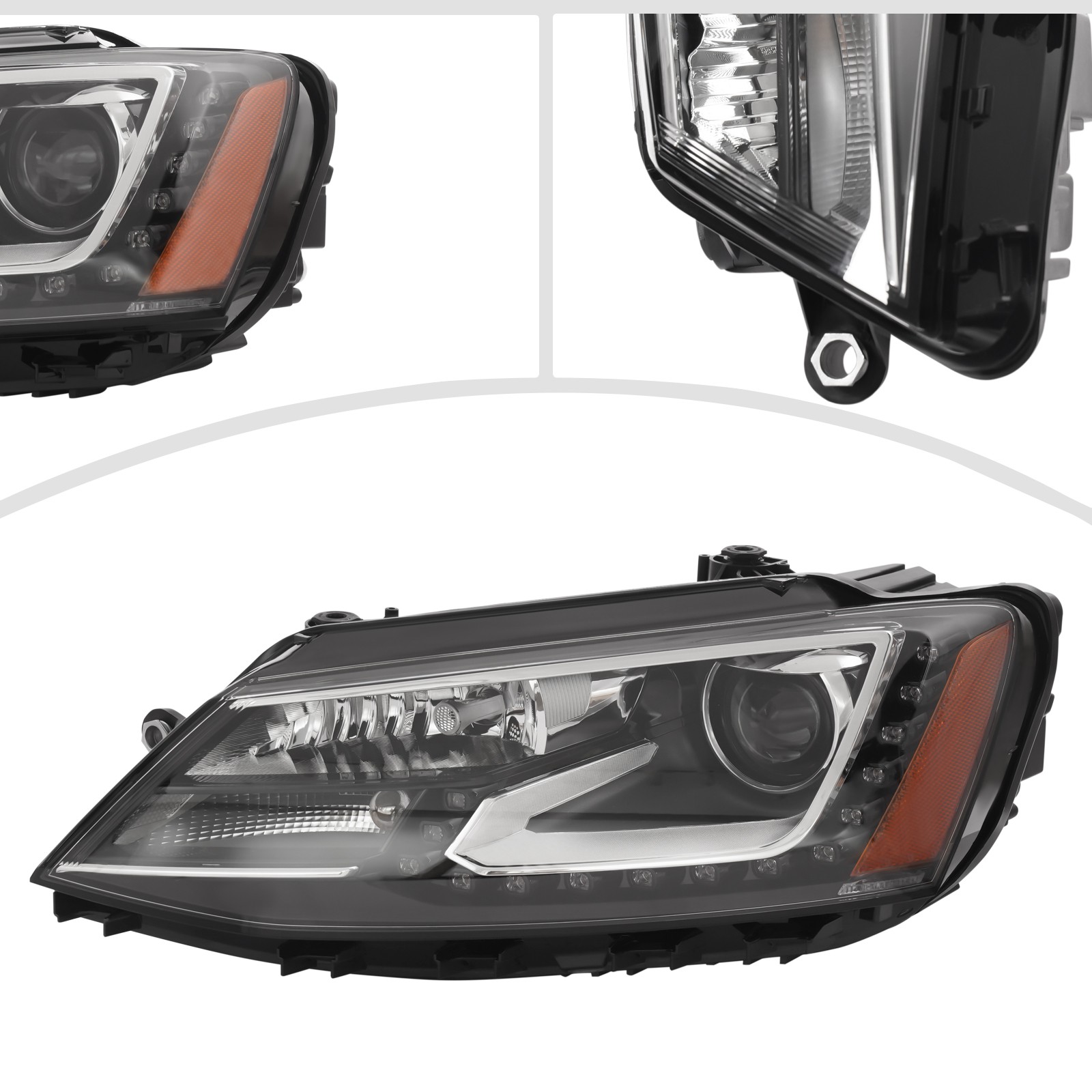 Headlight For 2015-2018 VW Jetta Xenon/HID Headlamp w/LED DRL Left Driver Side