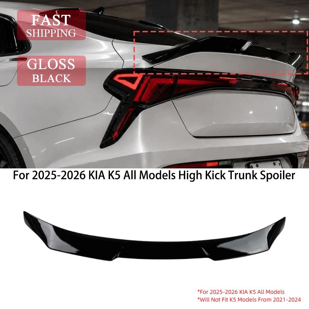 Gloss Black V Style High Kick Trunk Spoiler For 2025-2026 Kia K5 All Models