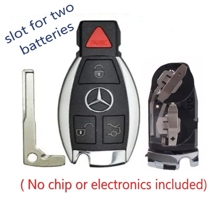 Mercedes Benz 1997-2014 4 Button Fobik Key SHELL CASE NEC & BGA 2 BATTERY