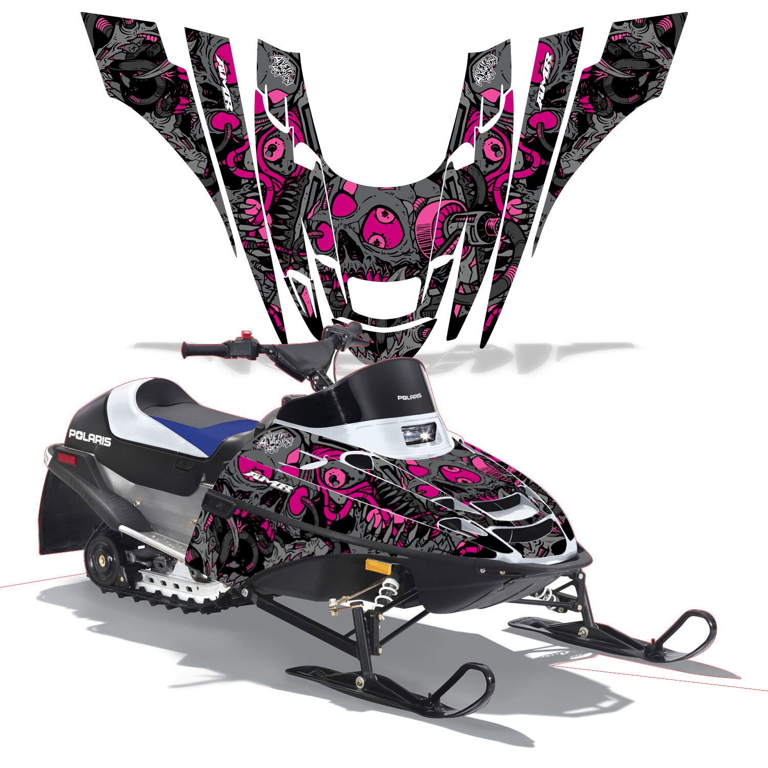 Snowmobile Full Graphics kit Decal for Polaris XC 120 2000-2020 TUNE IN PINK