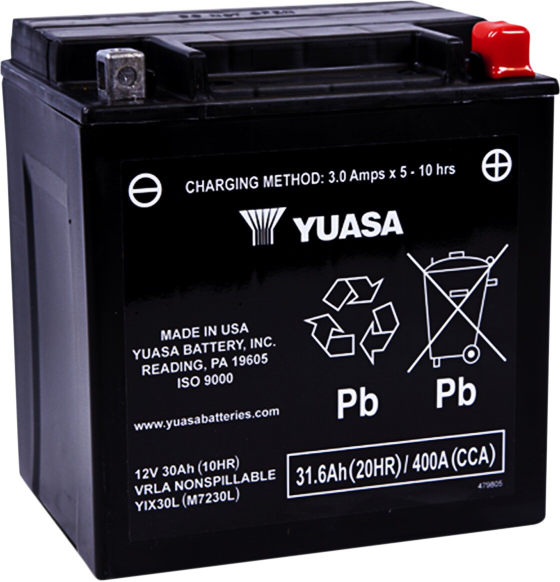 Yuasa YIX30L Factory Activated Maintenance Free AGM Battery 12V 30Ah 400CCA Yuasa YIX30L Factory Activated Maintenance Free AGM Battery 12V 30Ah 400CCA