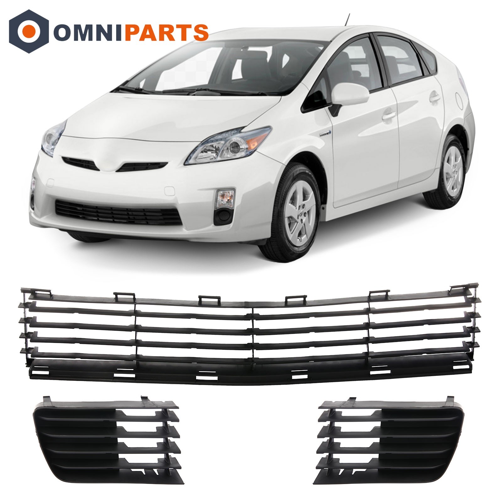 3Pcs For Toyota Prius 2004-2009 Front Lower Bumper Grille & Fog Light Bezels Set 3Pcs For Toyota Prius 2004-2009 Front Lower Bumper Grille & Fog Light Bezels Set