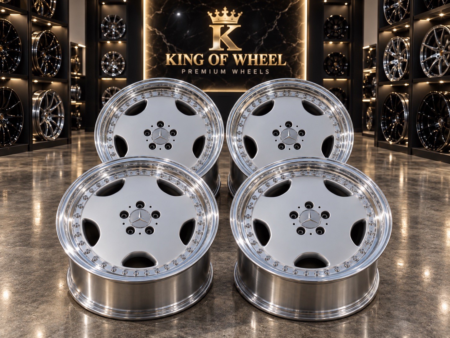 18” Mercedes Monoblock Style Wheels 18x8.5 5x112 Chrome Lip Rivets Classic style