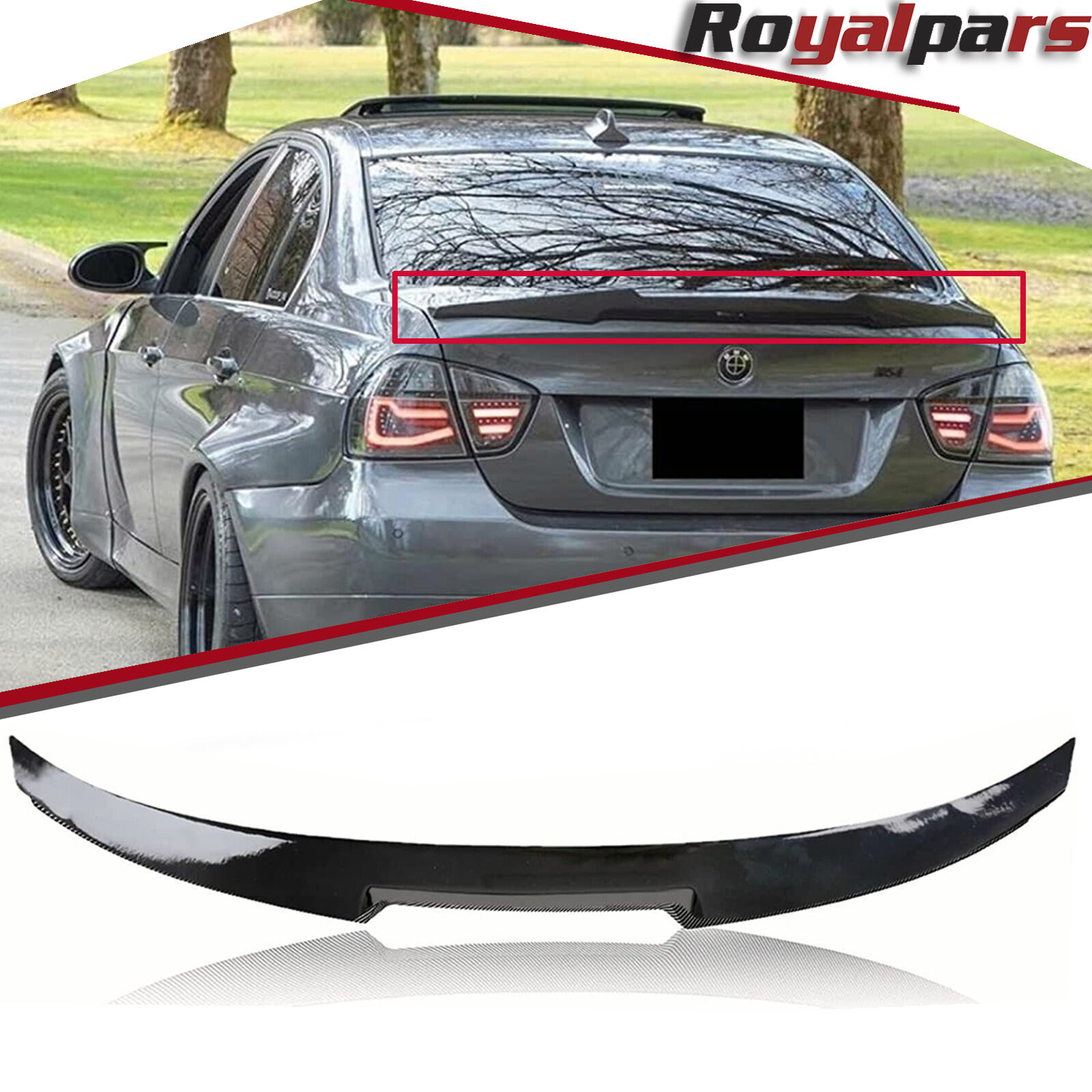 Rear Trunk Spoiler Lid Wing For 2012-2019 BMW 3 Series E90 M4 Style Glass Black